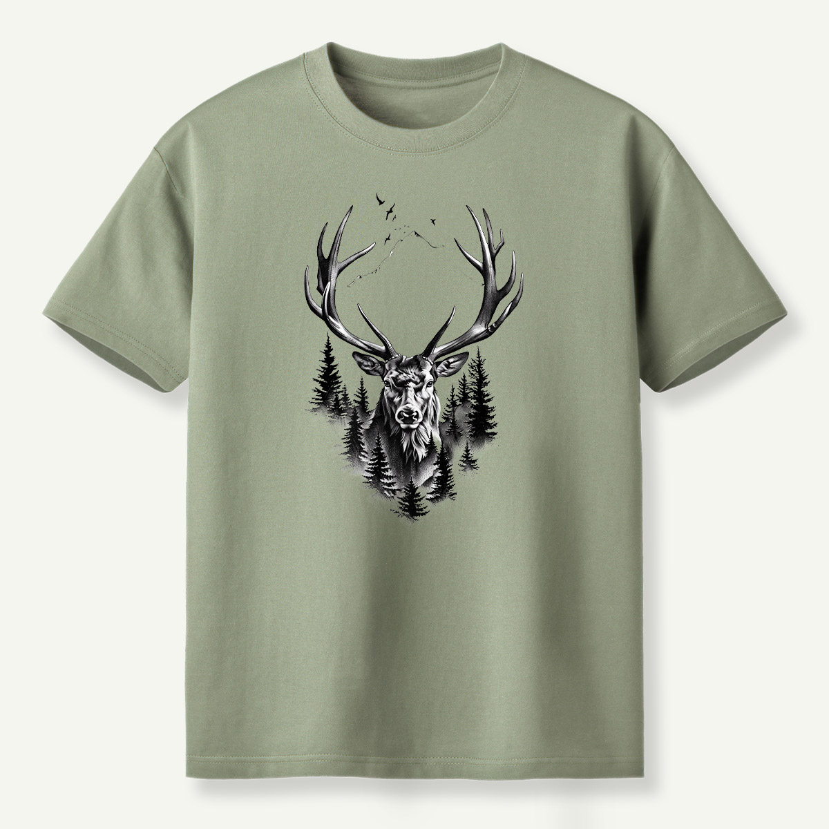 Deer Skull Forest Double Exposure T-Shirt