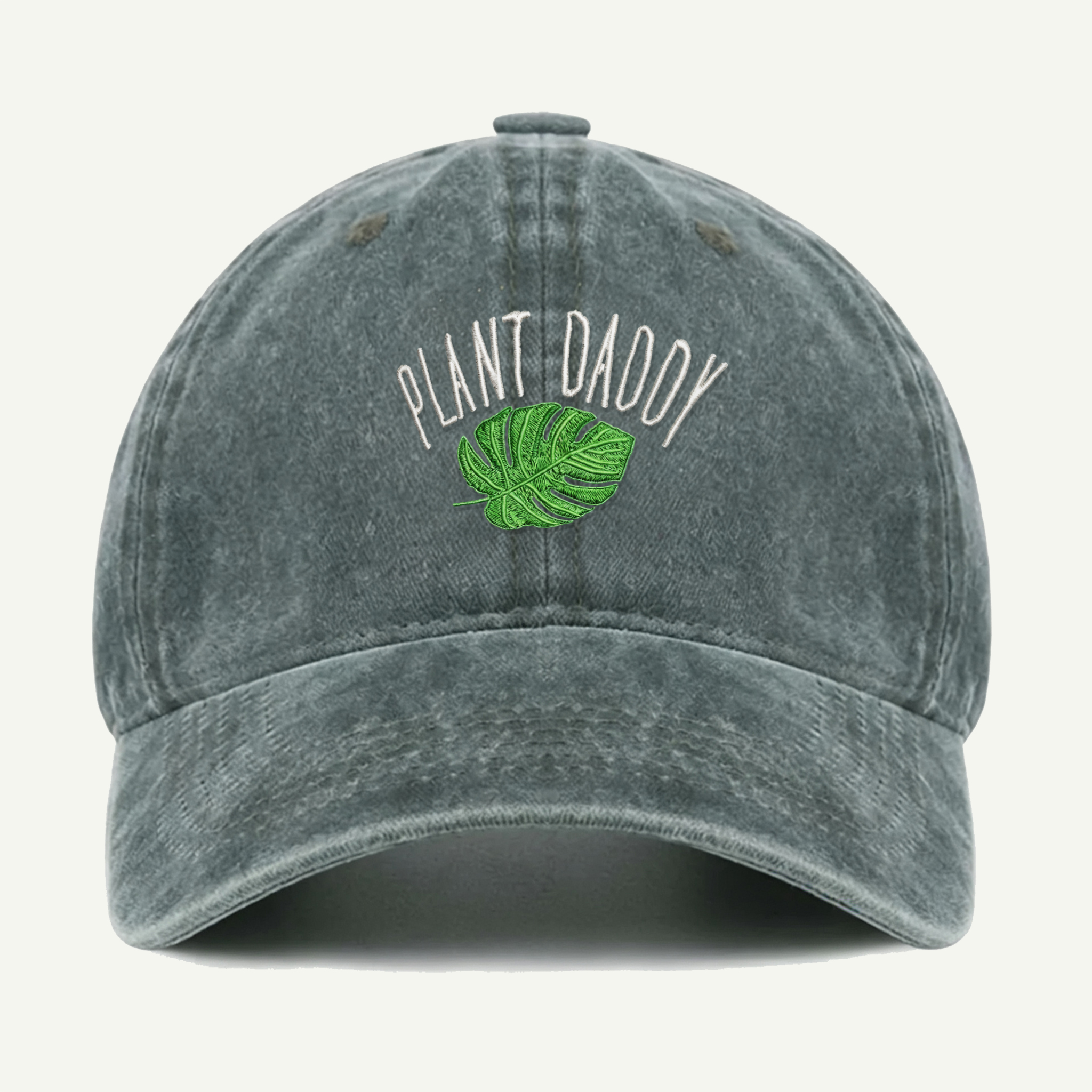 Plant Daddy Tropical Leaf Washed Embroidered Hat