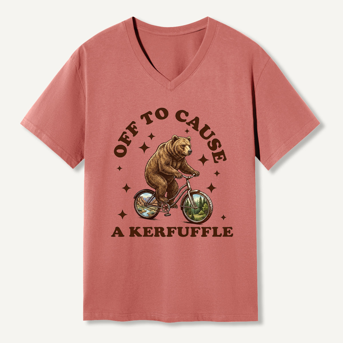 Off To Cause a Kerfuffle Bear V-neck T-Shirt