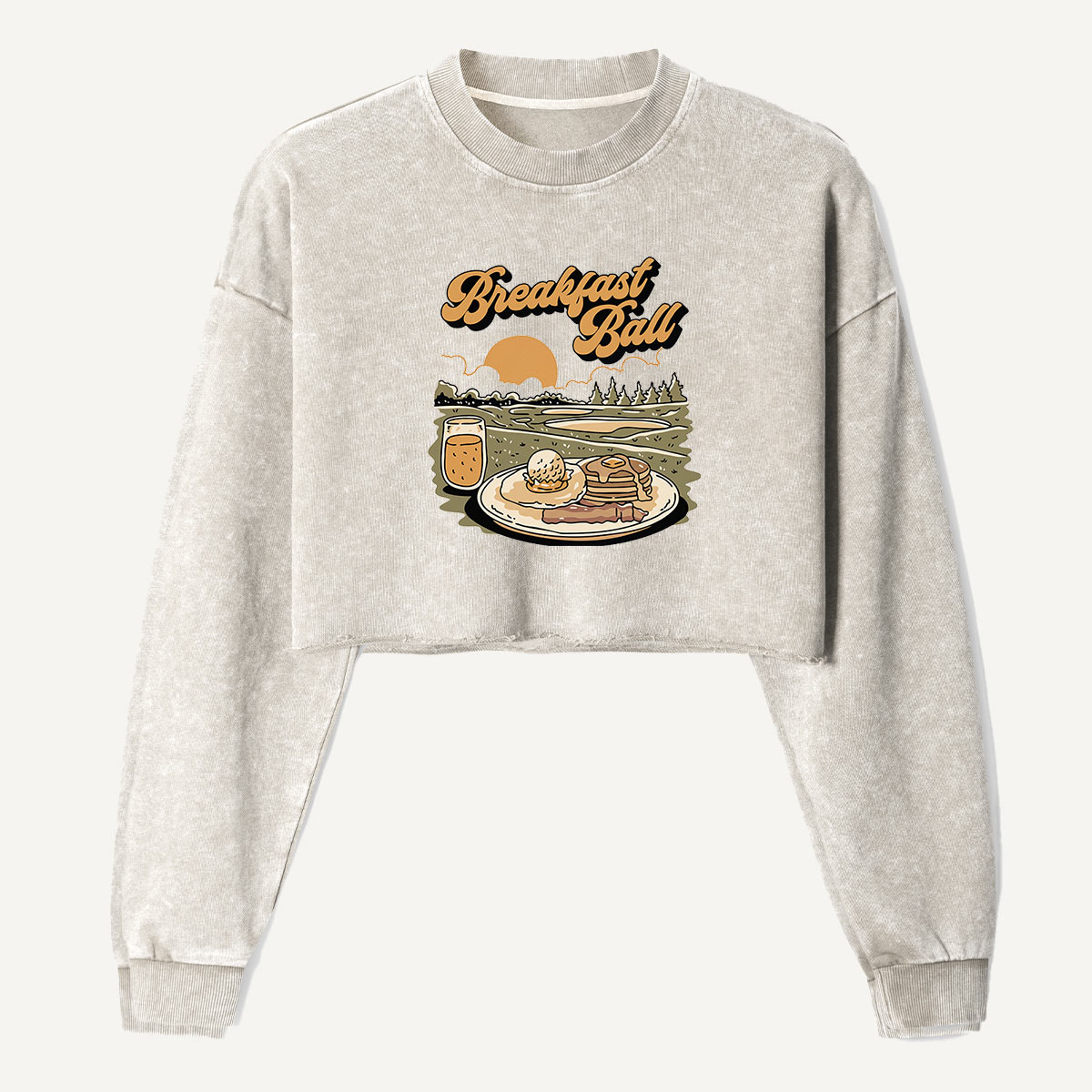 Breakfast Club Campfire Morning Women's Washed Cropped Sweatshirt