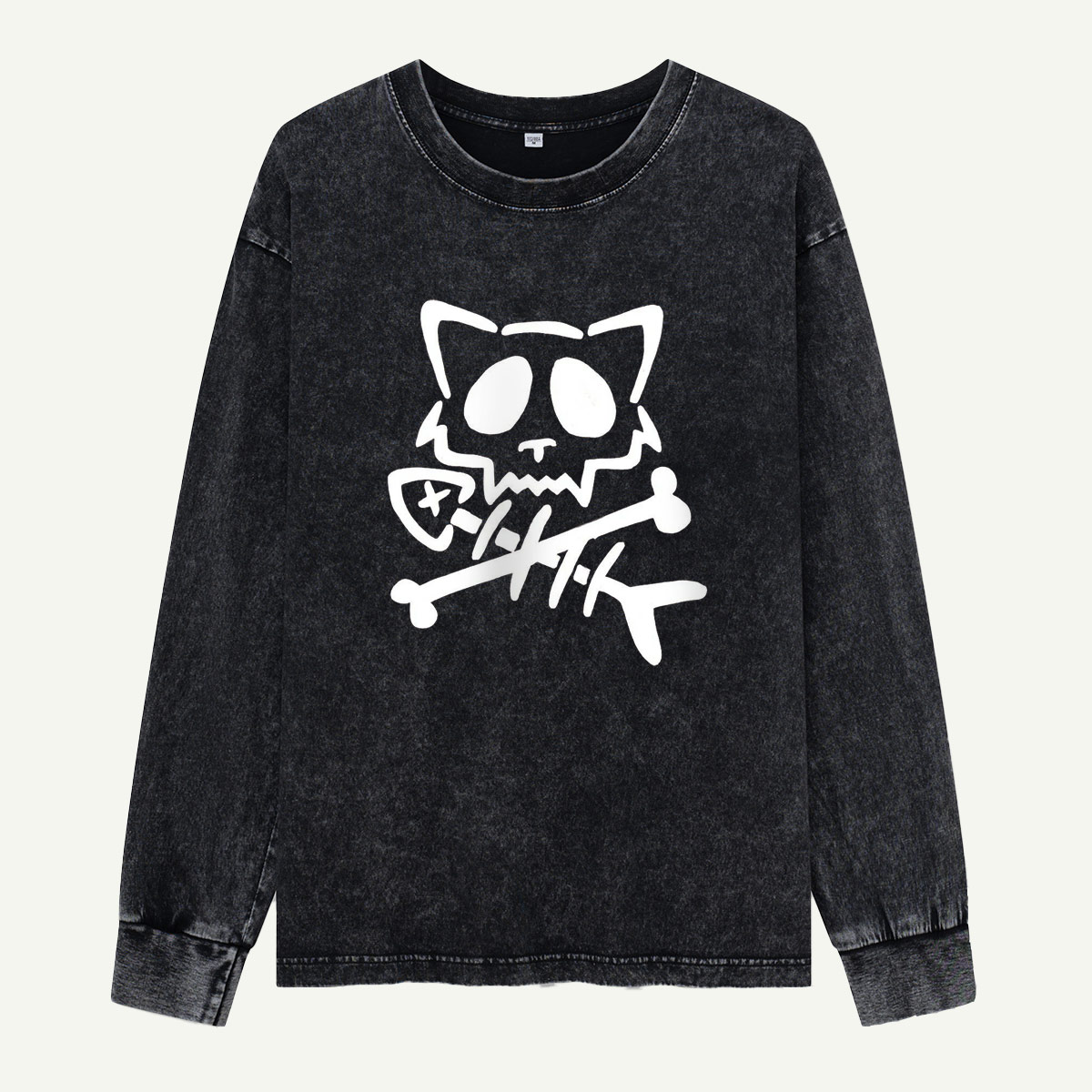 Cat Bones & Fish Tales Washed Long‑sleeve