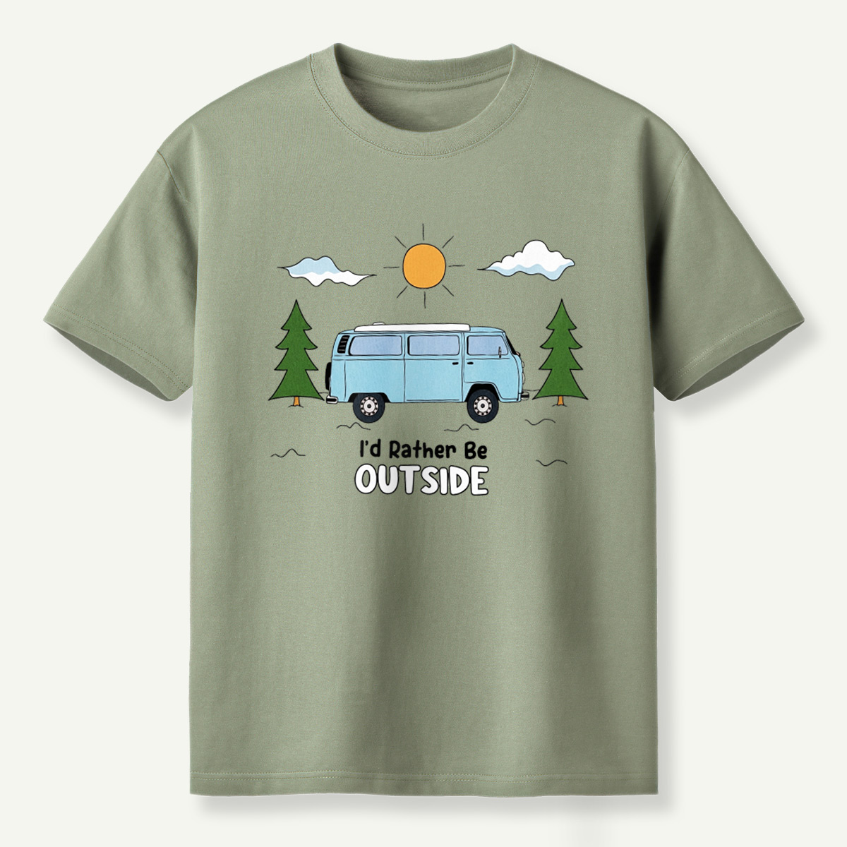 Id Rather Be Outside Camper Van Forest Sunset T-Shirt