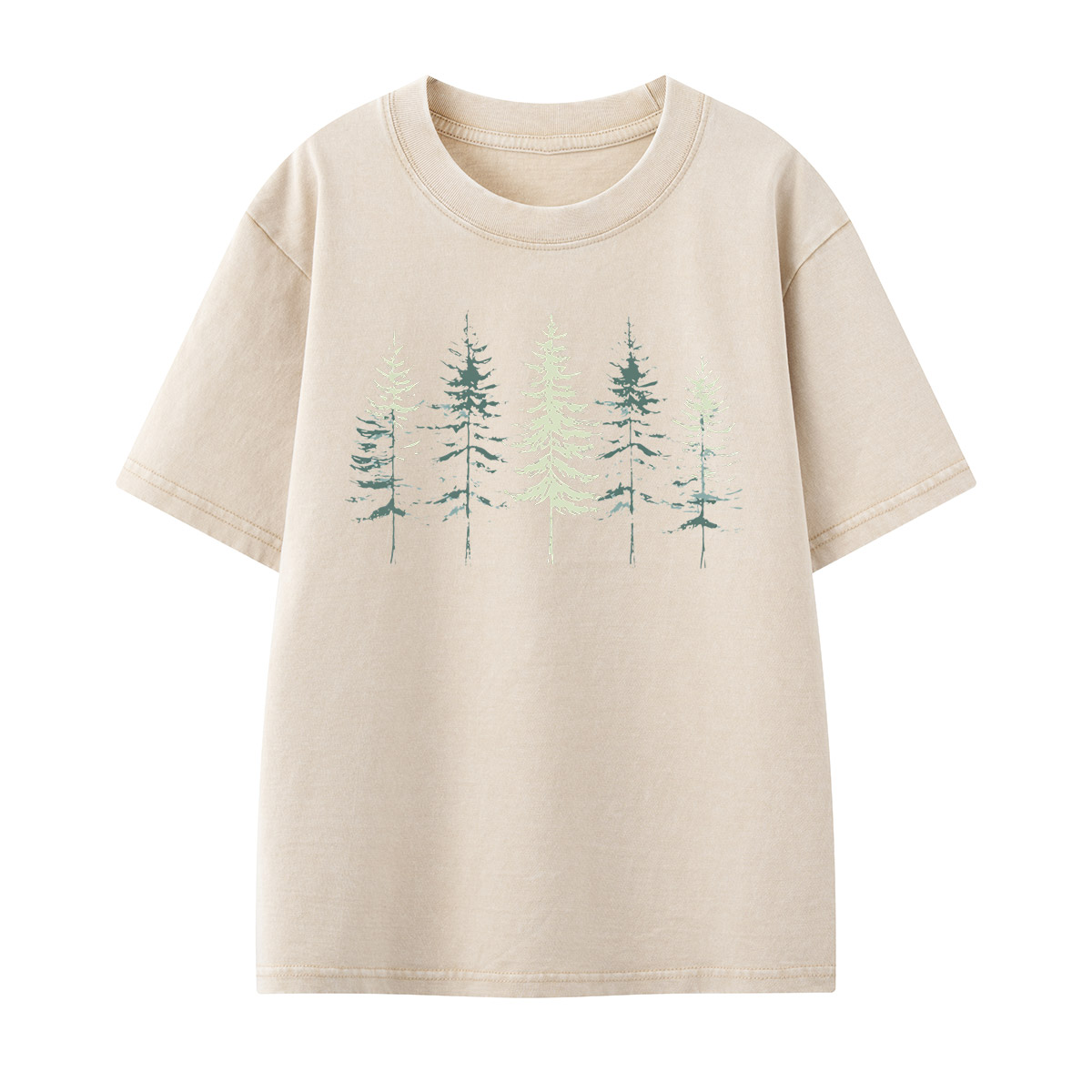 Minimal Pine Forest Silhouette Kids Washed T-Shirt