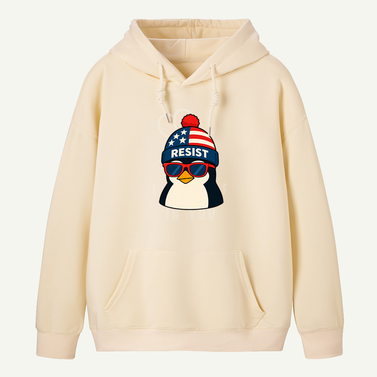Resist Penguin Wearing American Flag Winter Beanie And Sunglasses Hoodie