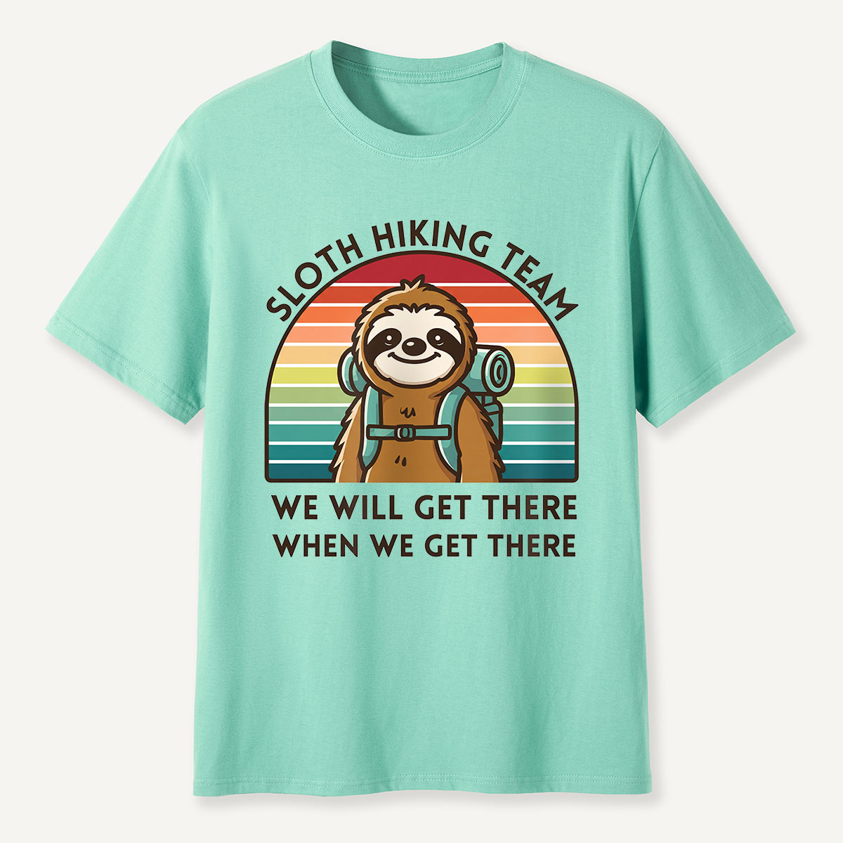 Sloth Hiking Team Retro Sunset T-Shirt