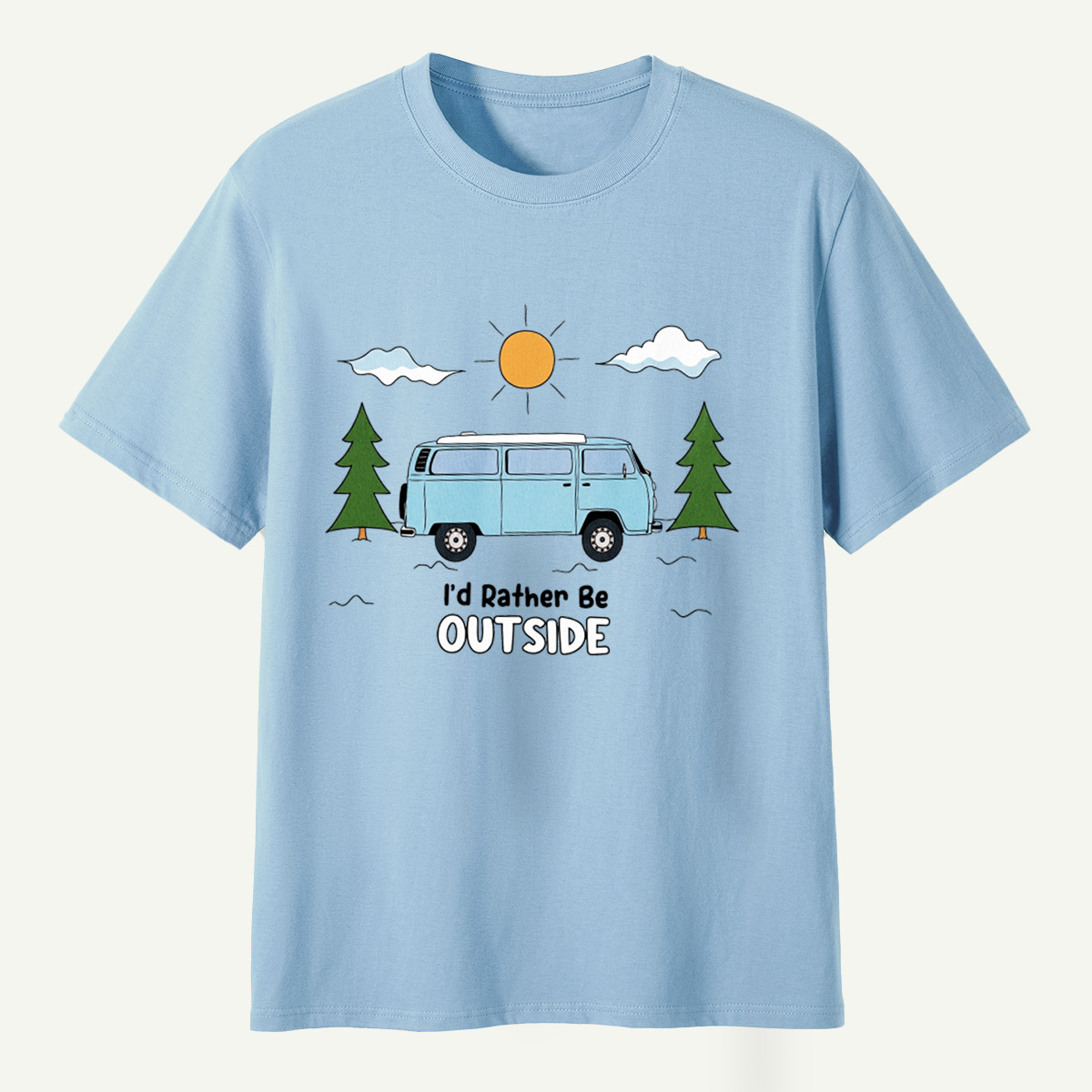 Id Rather Be Outside Camper Van Forest Sunset T-Shirt