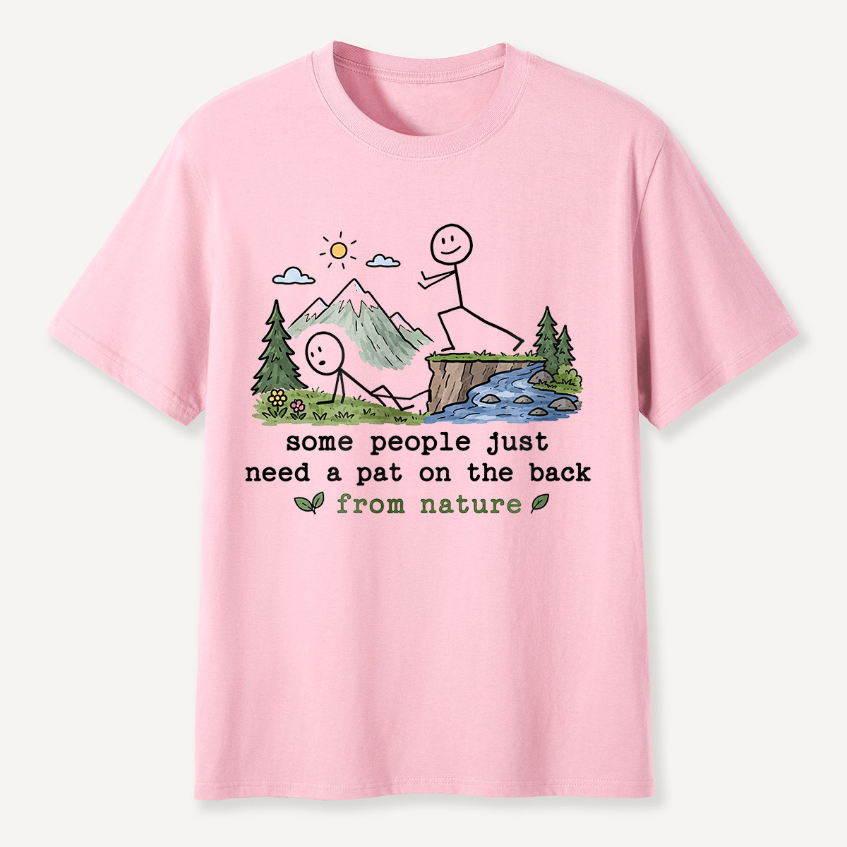 Pat on the Back from Nature Stick Figure Hiking T-Shirt