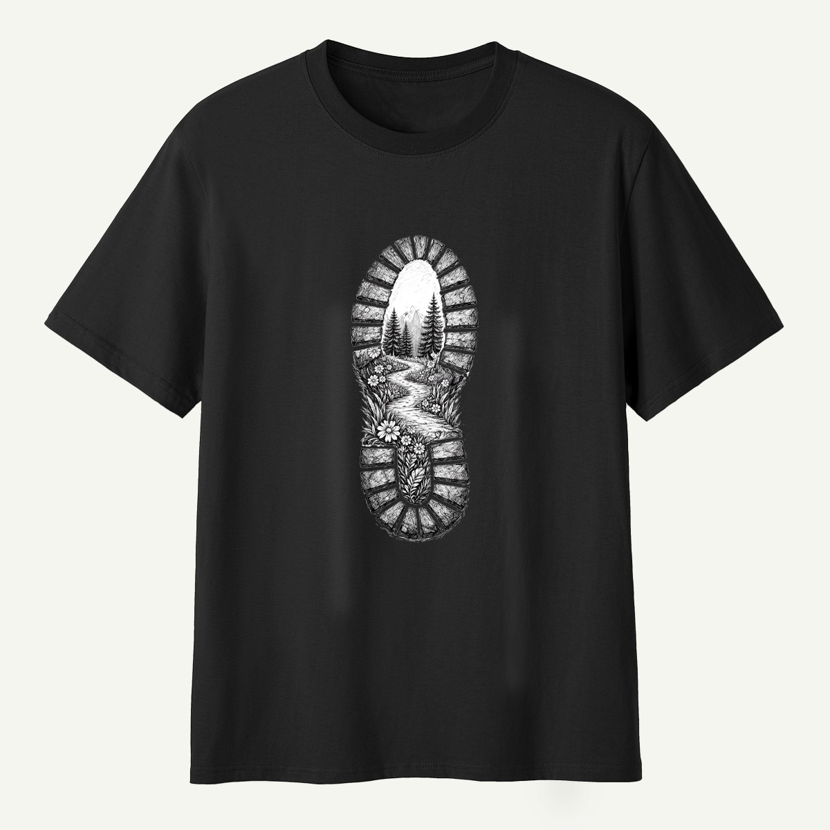 Hiking Boot Trail Sole Print T-Shirt