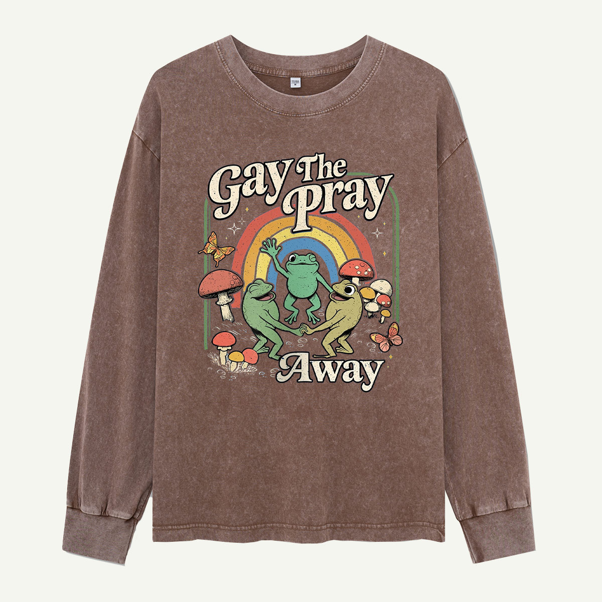 Frogs Rainbow Mushroom Washed Long Sleeves