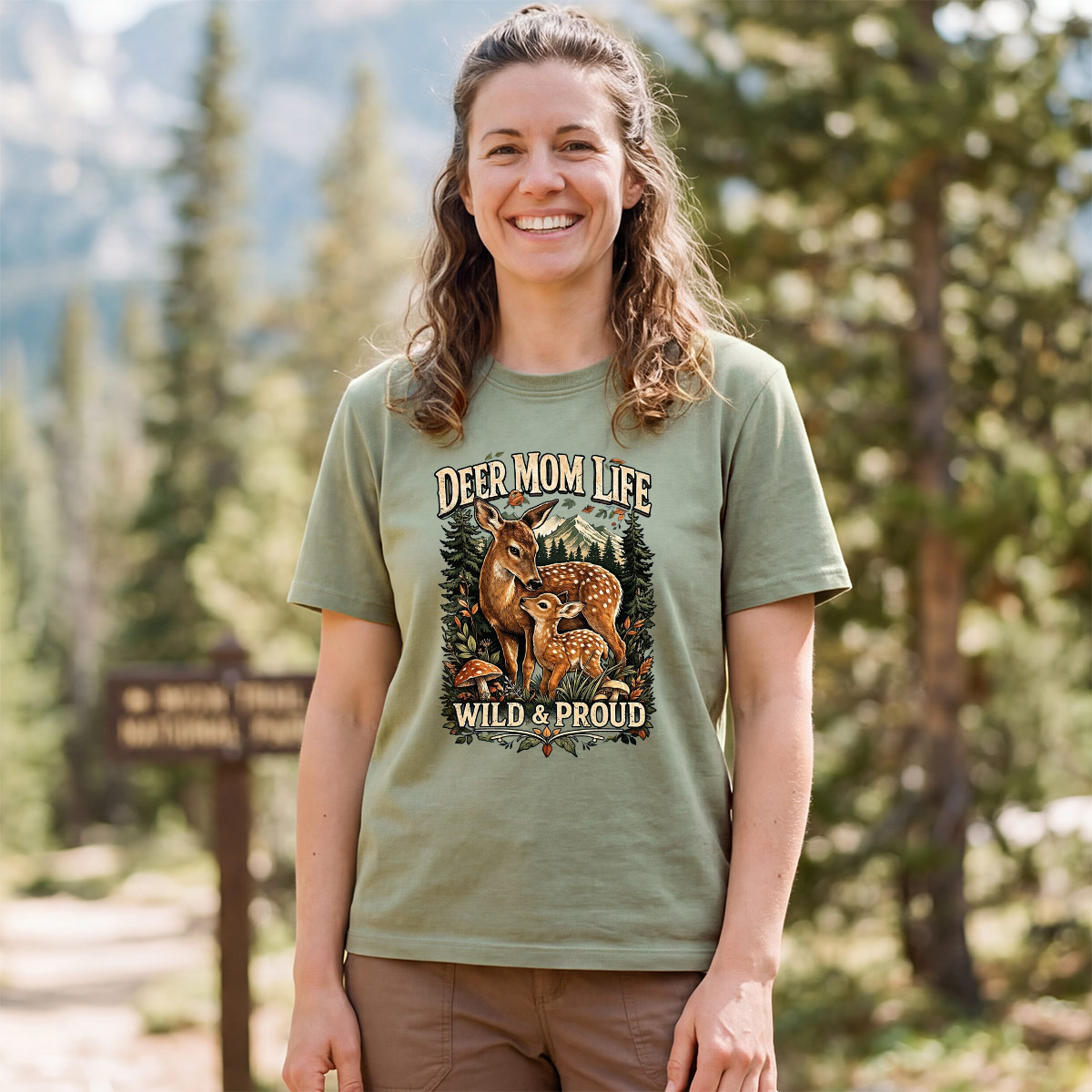 Deer Mom Life Wild & Proud Woodland Deer T-Shirt
