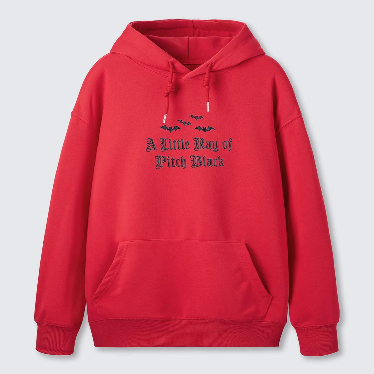A Little Ray of Pitch Black Bats Embroidered Cotton Hoodie