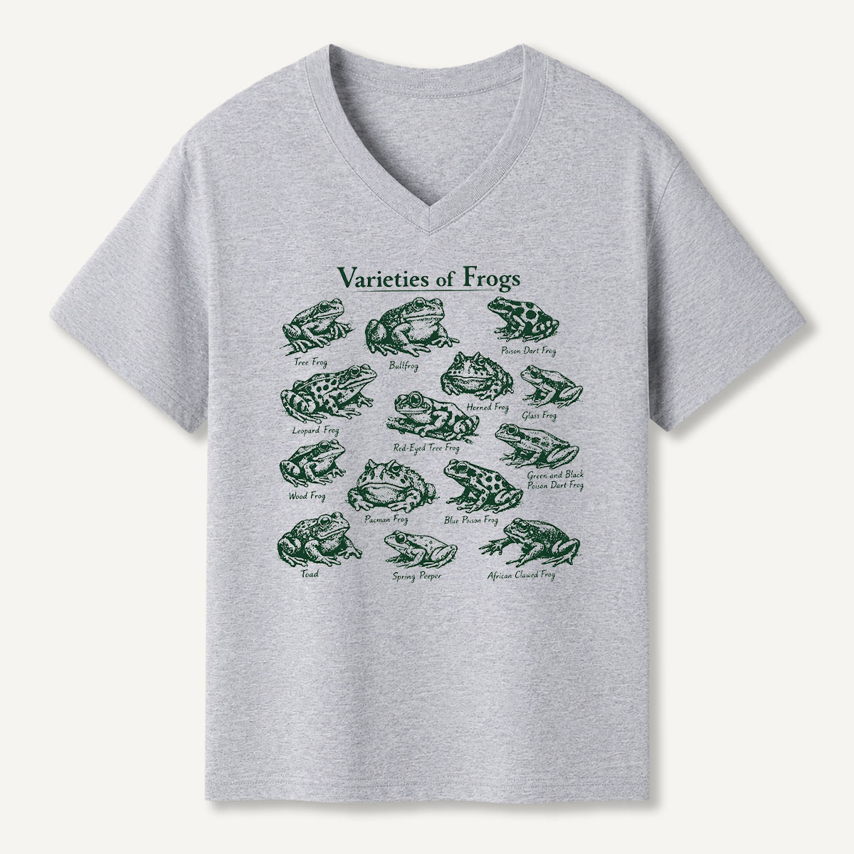 Varieties Of Frogs Amphibian Guide V-neck T-Shirt