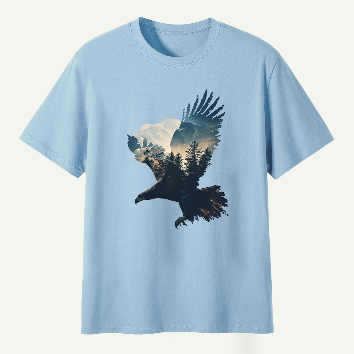 Bald Eagle Mountain Forest Double Exposure T-Shirt