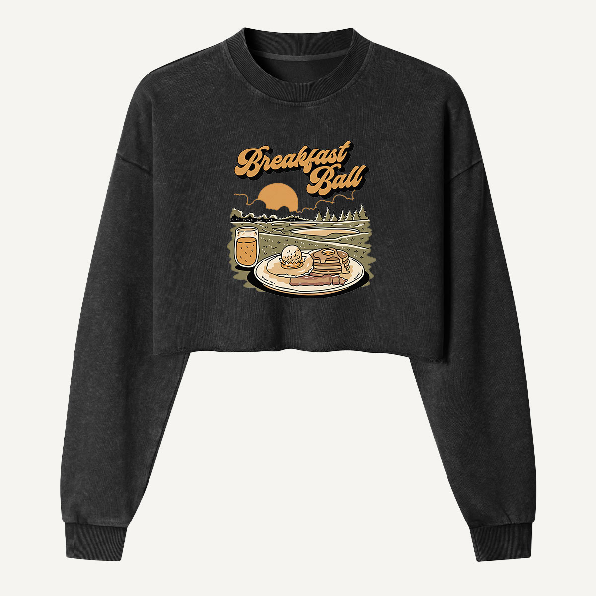 Breakfast Club Campfire Morning Women's Washed Cropped Sweatshirt
