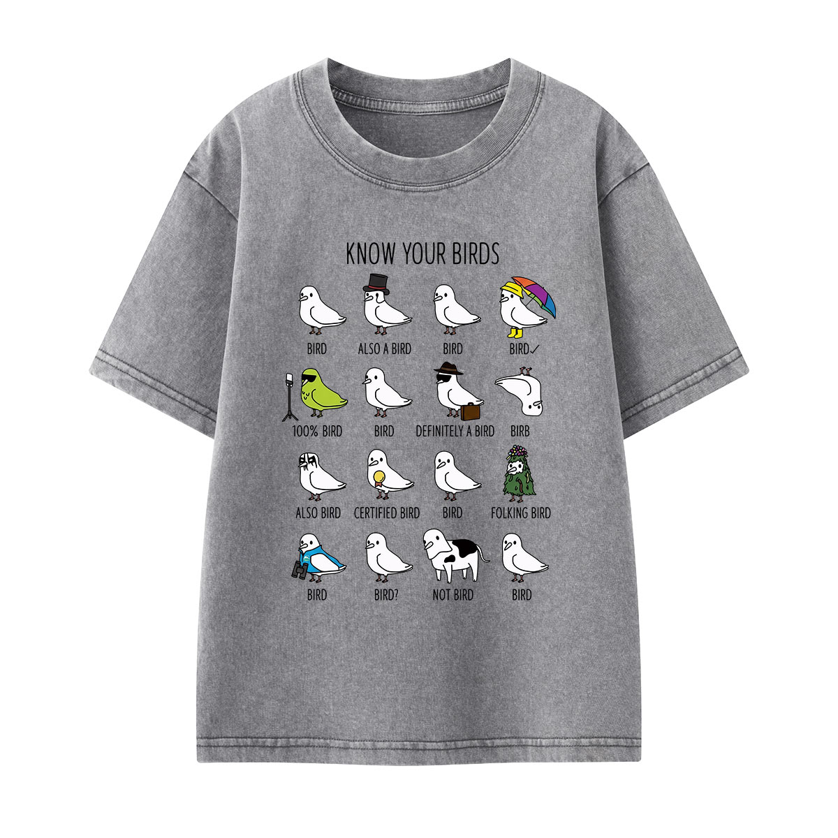 Know Your Birds Bird Chart Kids Washed T-Shirt