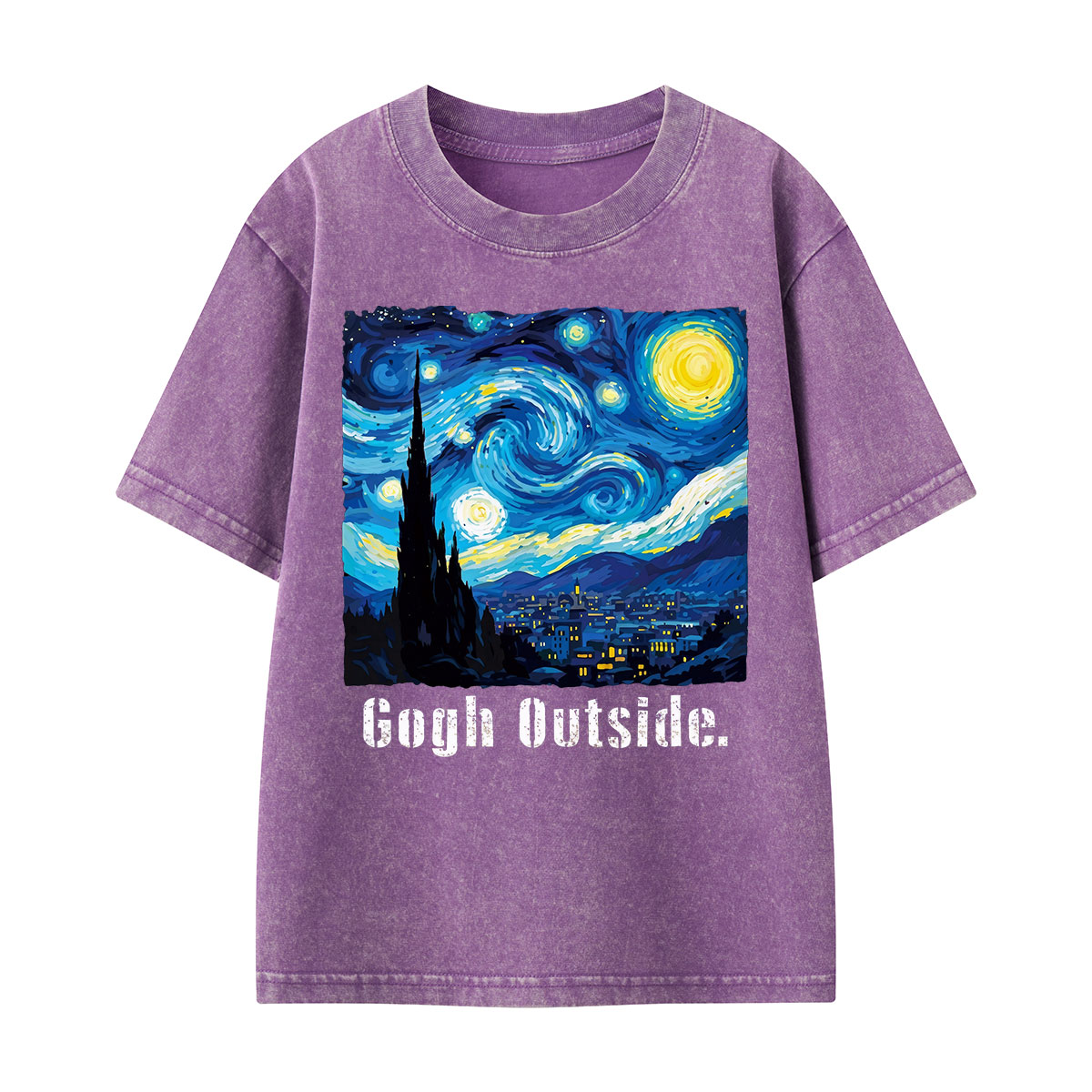 Swirl Night Sky Gogh Outside Kids Washed T-Shirt