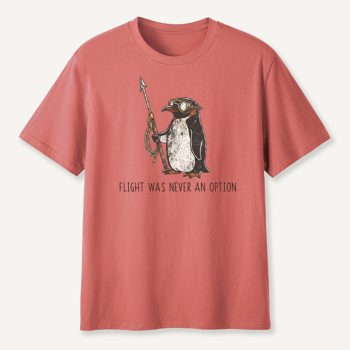 Flight Was Never An Option Aviator Harpoon Penguin T-Shirt