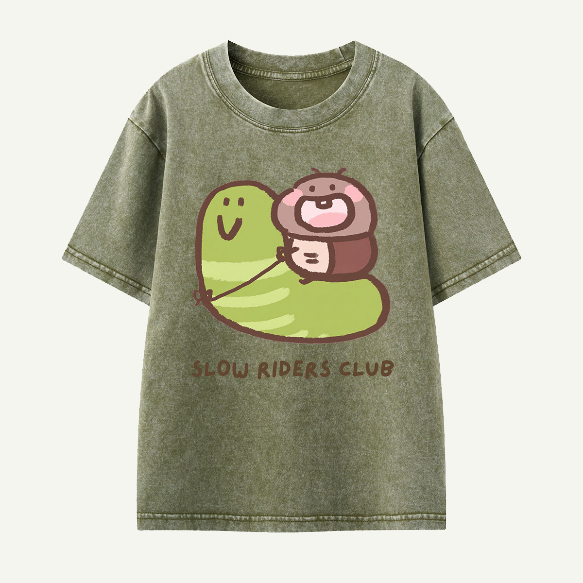 Slow Riders Club Snail Ride Kids Washed T-Shirt