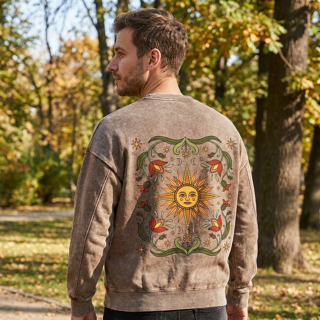 Sun Blooms Under the Stars Washed Sweatshirts