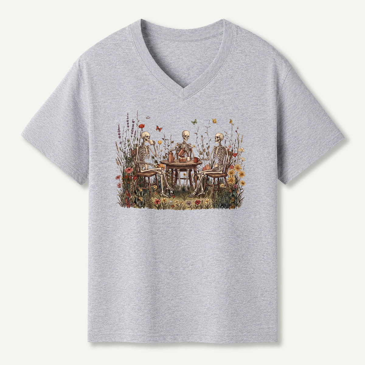 Woodland Garden Tea Party V-neck T-Shirt