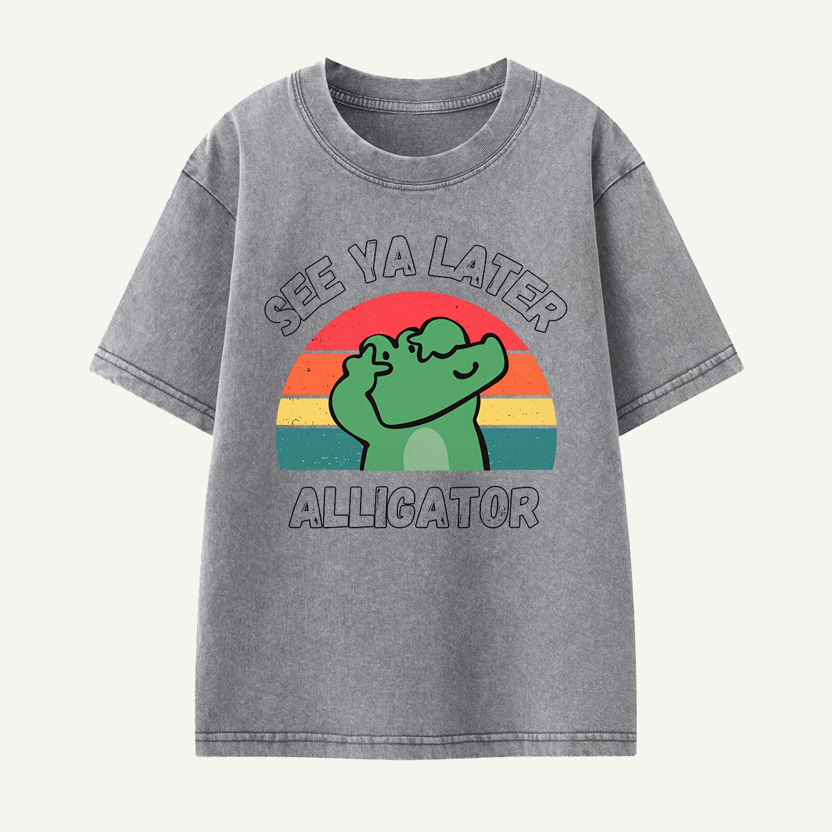 See Ya Later Alligator Retro Kids Washed T-Shirt