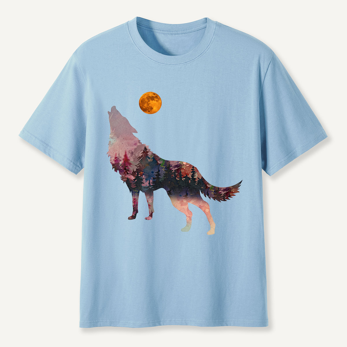 Howling Wolf Double Exposure Forest T-Shirt