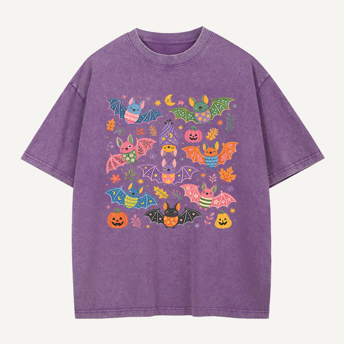 Bats at the Pumpkin Party Washed T-Shirt
