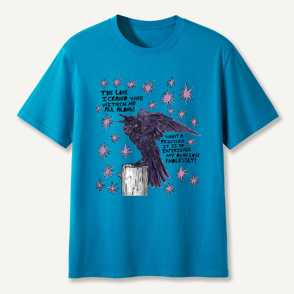 Cosmic Crow Self‑Love Quote T-Shirt
