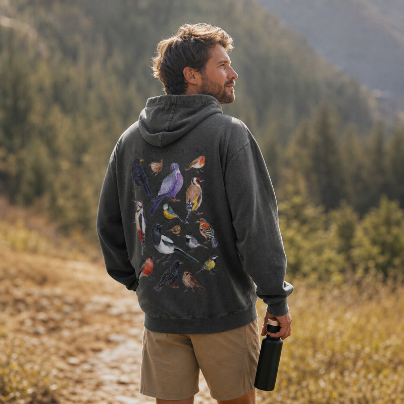 Botanical Garden Birds Wildlife Birdwatching Washed Hoodie