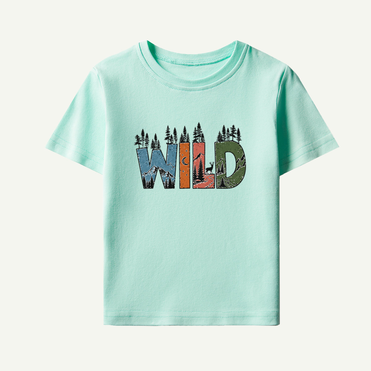 Wild Forest Landscape Lettering Kids T-Shirt