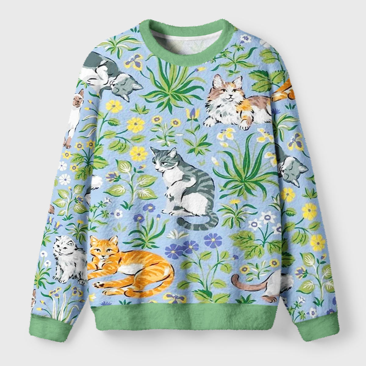 Cats in the Flower Patch Ugly Fuzzy Fleece Sweatshirt