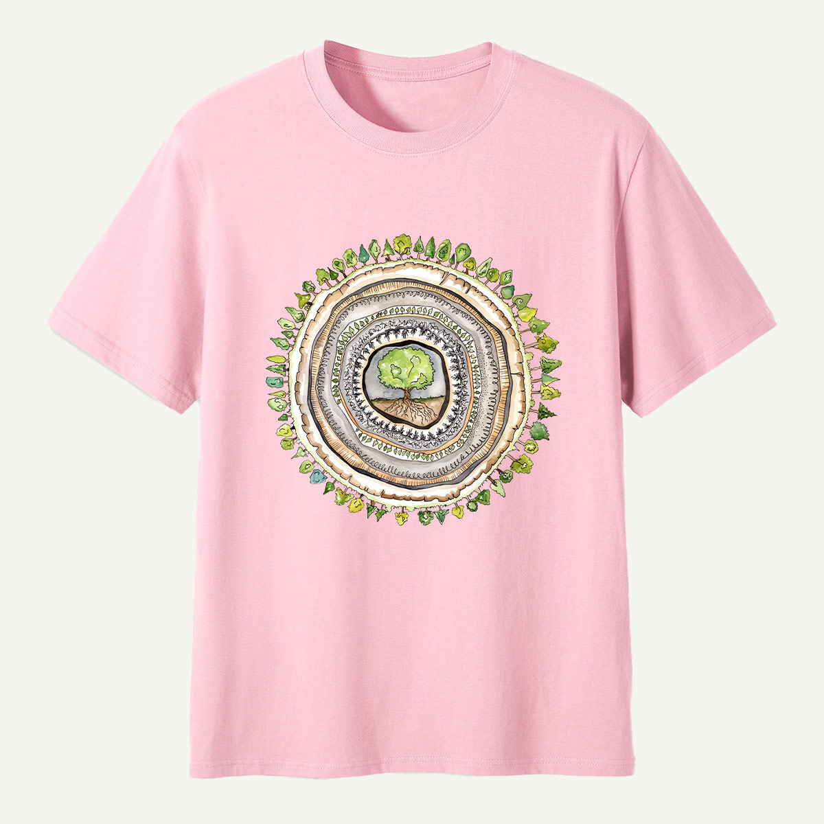 Tree Rings Nature Mandala T-Shirt