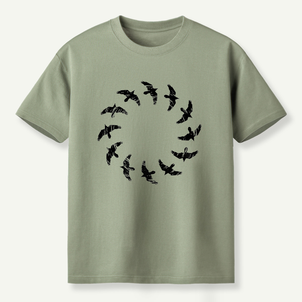 Raven Flight Circle Silhouette T-Shirt