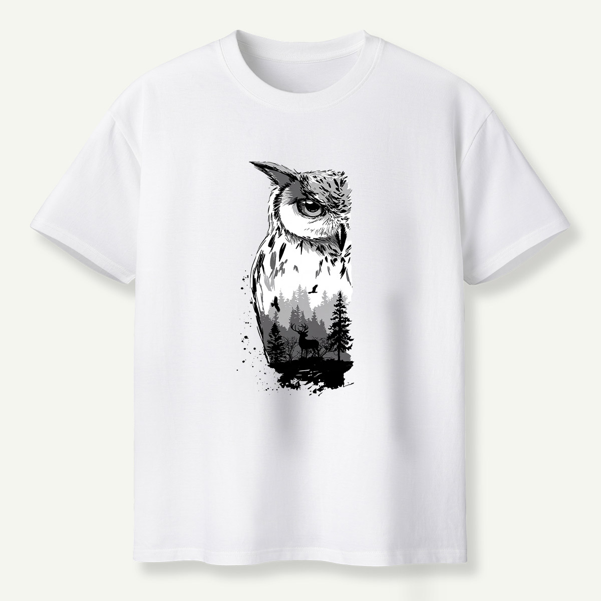 Woodland Owl Ink Portrait T-Shirt