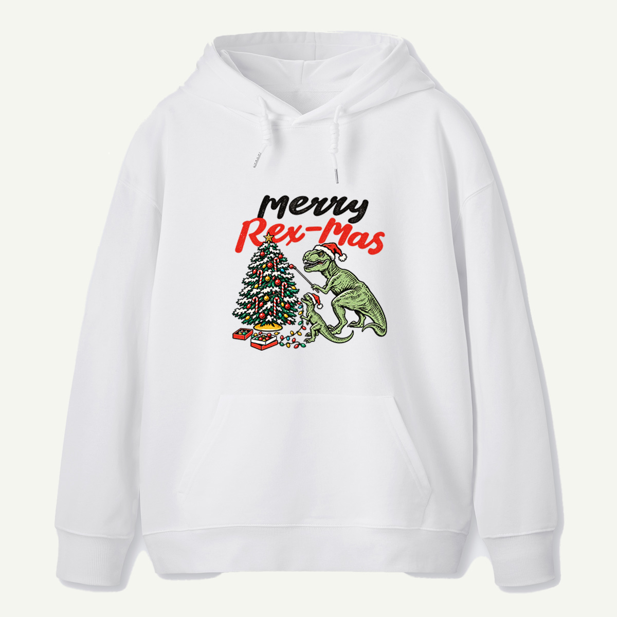 Merry Rex Mas T Rex Family Decorating Christmas Tree Hoodie