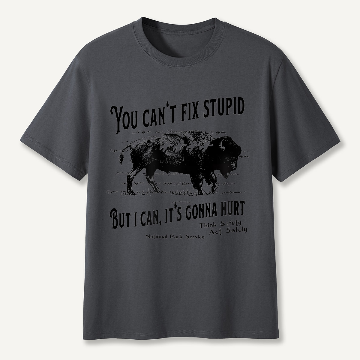 You Can’t Fix Stupid Bison Safety Warning T-Shirt