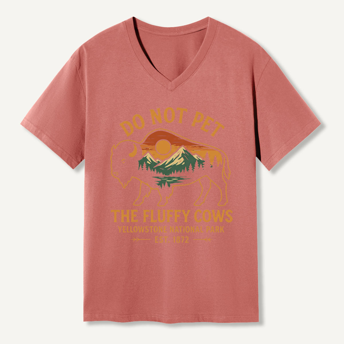 Do Not Pet The Fluffy Cows Buffalo Yellowstone National V-neck T-Shirt