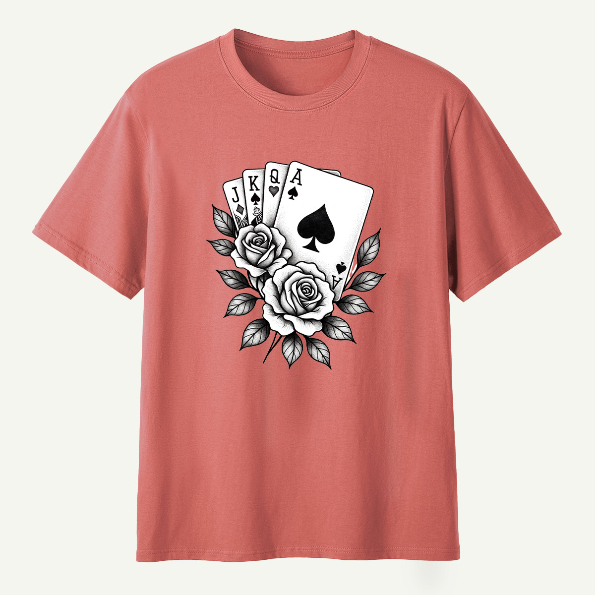 Floral Ace Of Spades Rose Bouquet T-Shirt