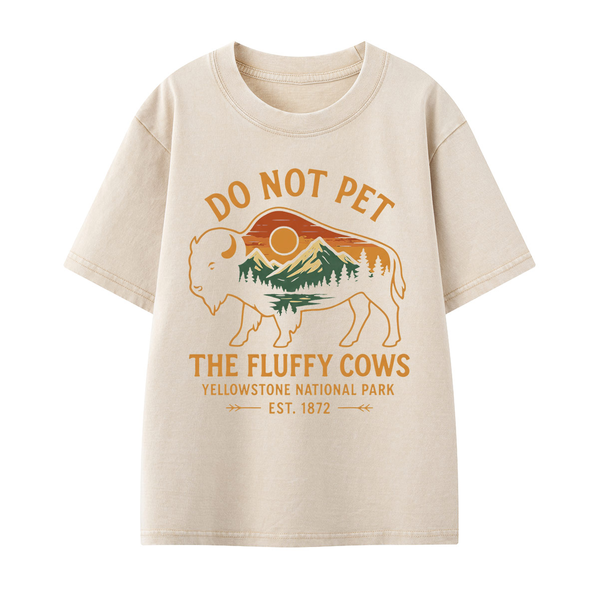 Do Not Pet The Fluffy Cows Buffalo Yellowstone National Park Kids Washed T-Shirt