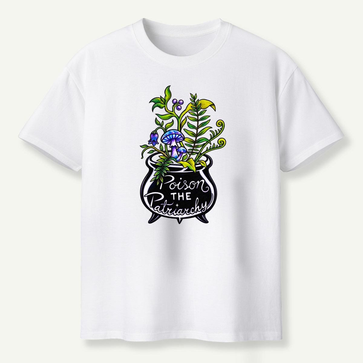 Poison The Patriarchy Mushroom Cauldron Botanical Potion T-Shirt