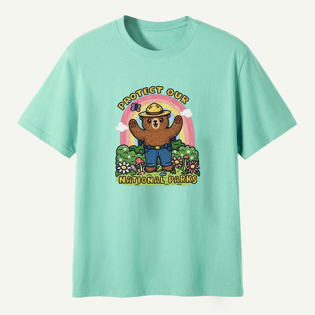 Protect Our National Parks Ranger Bear Garden Scene T-Shirt