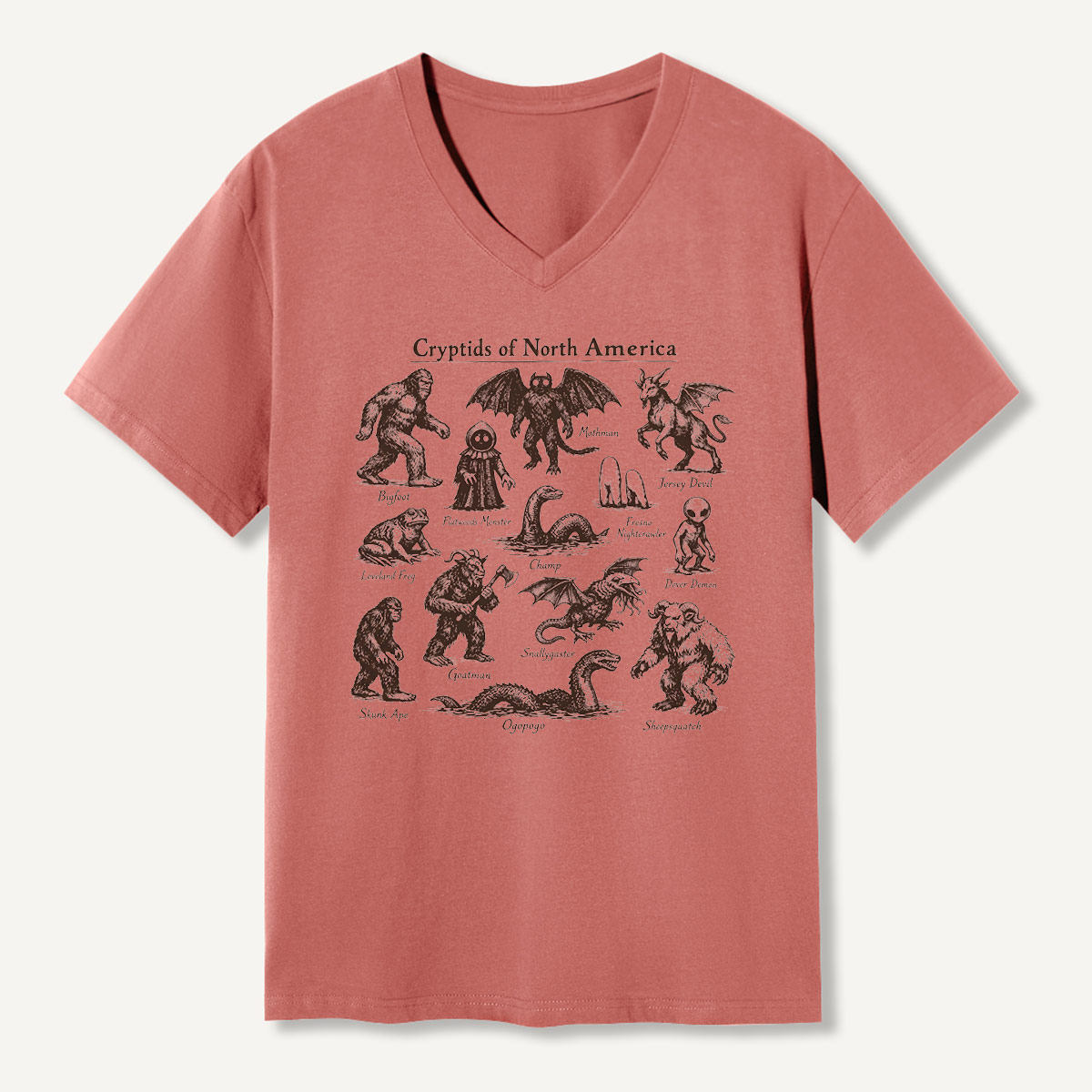 Cryptids Of North America Field Guide V-neck T-Shirt