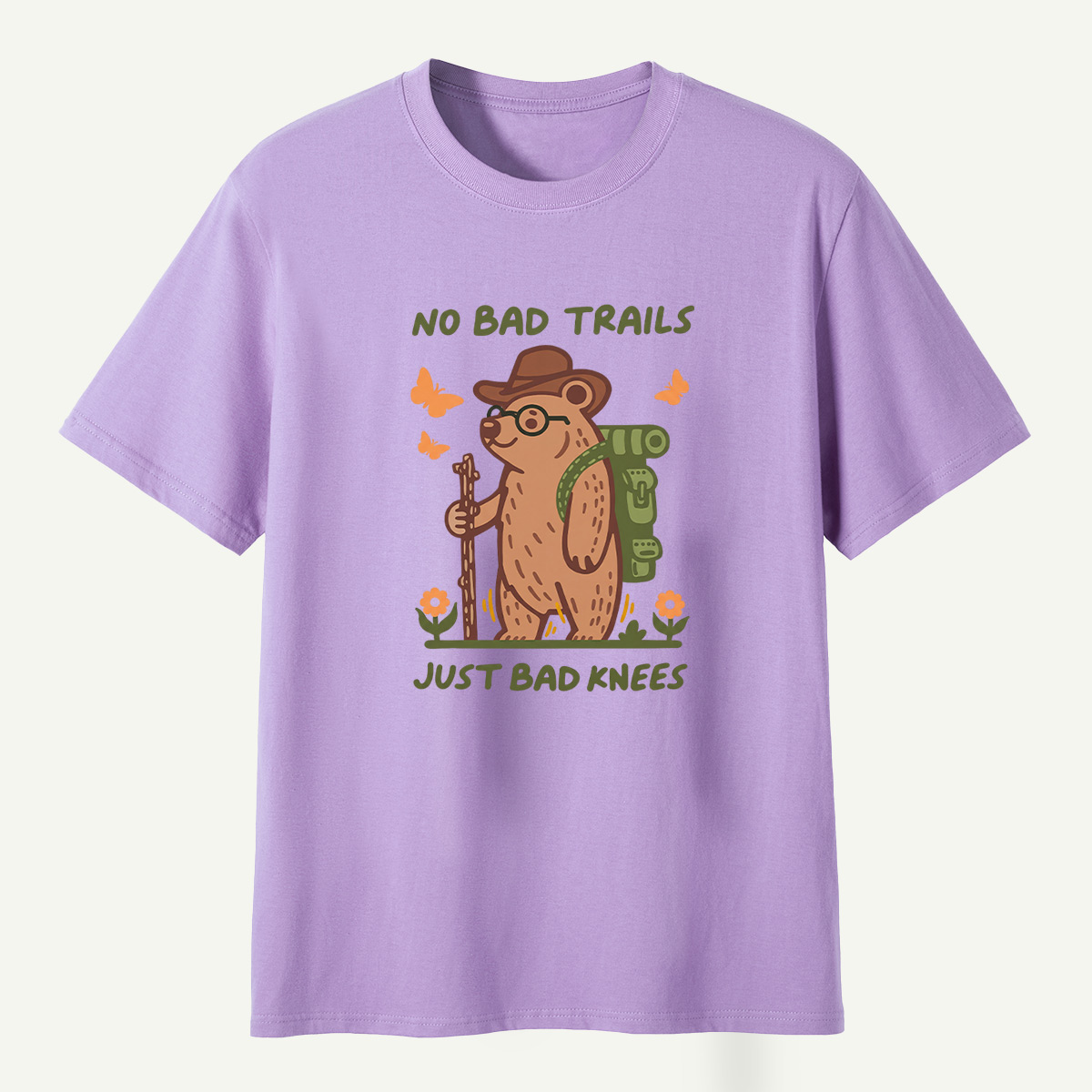 No Bad Trails Just Bad Knees Hiking Bear T-Shirt