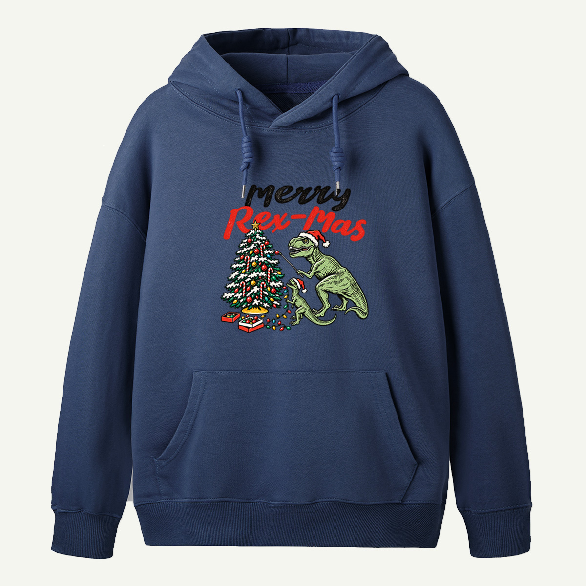 Merry Rex Mas T Rex Family Decorating Christmas Tree Hoodie
