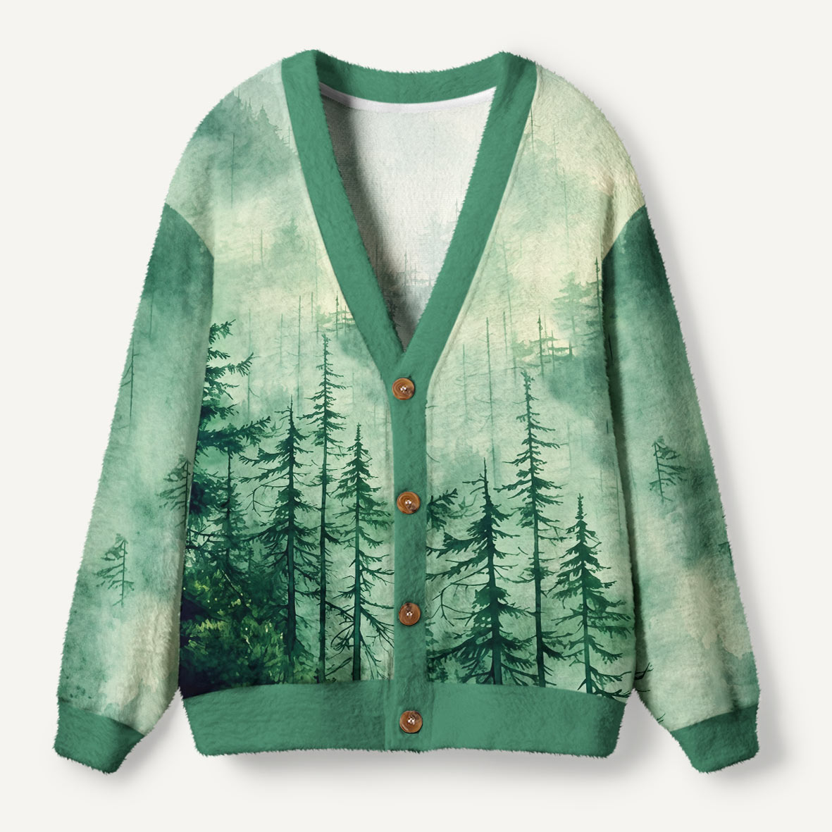 Misty Pine Forest Premium Ugly Cardigan Sweaters