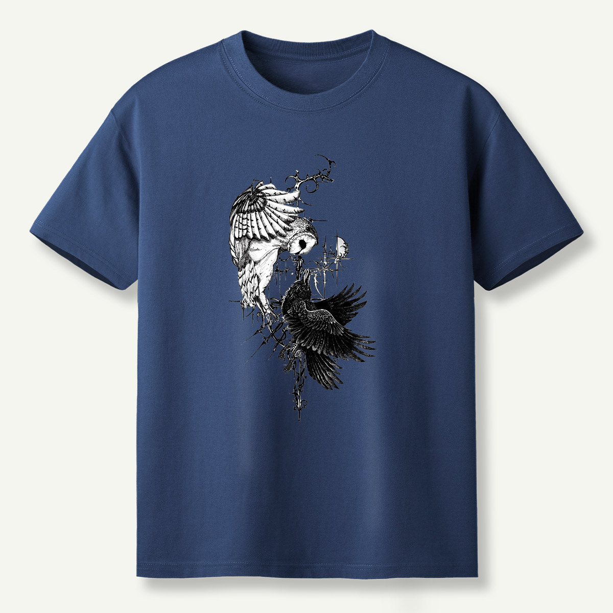 Raven And Wildflowers Gothic Botanical T-Shirt