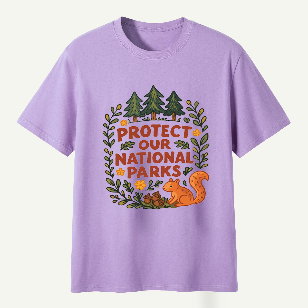 Protect Our National Parks Woodland Squirrel Wreath T-Shirt