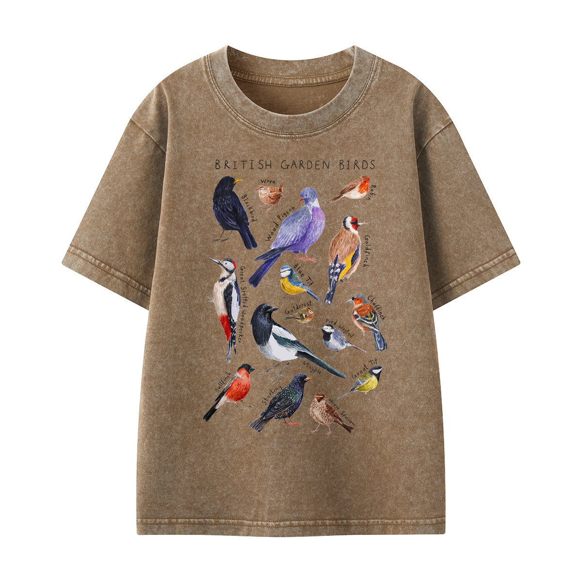 Botanical Garden Birds Wildlife Birdwatching Kids Washed T-Shirt