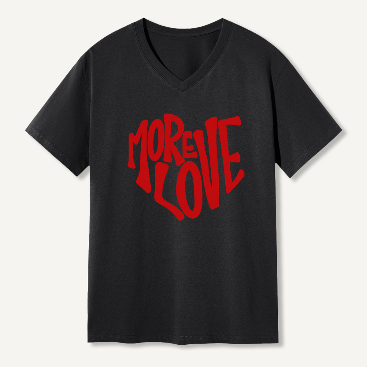 More Love Retro Lettering V-neck T-Shirt
