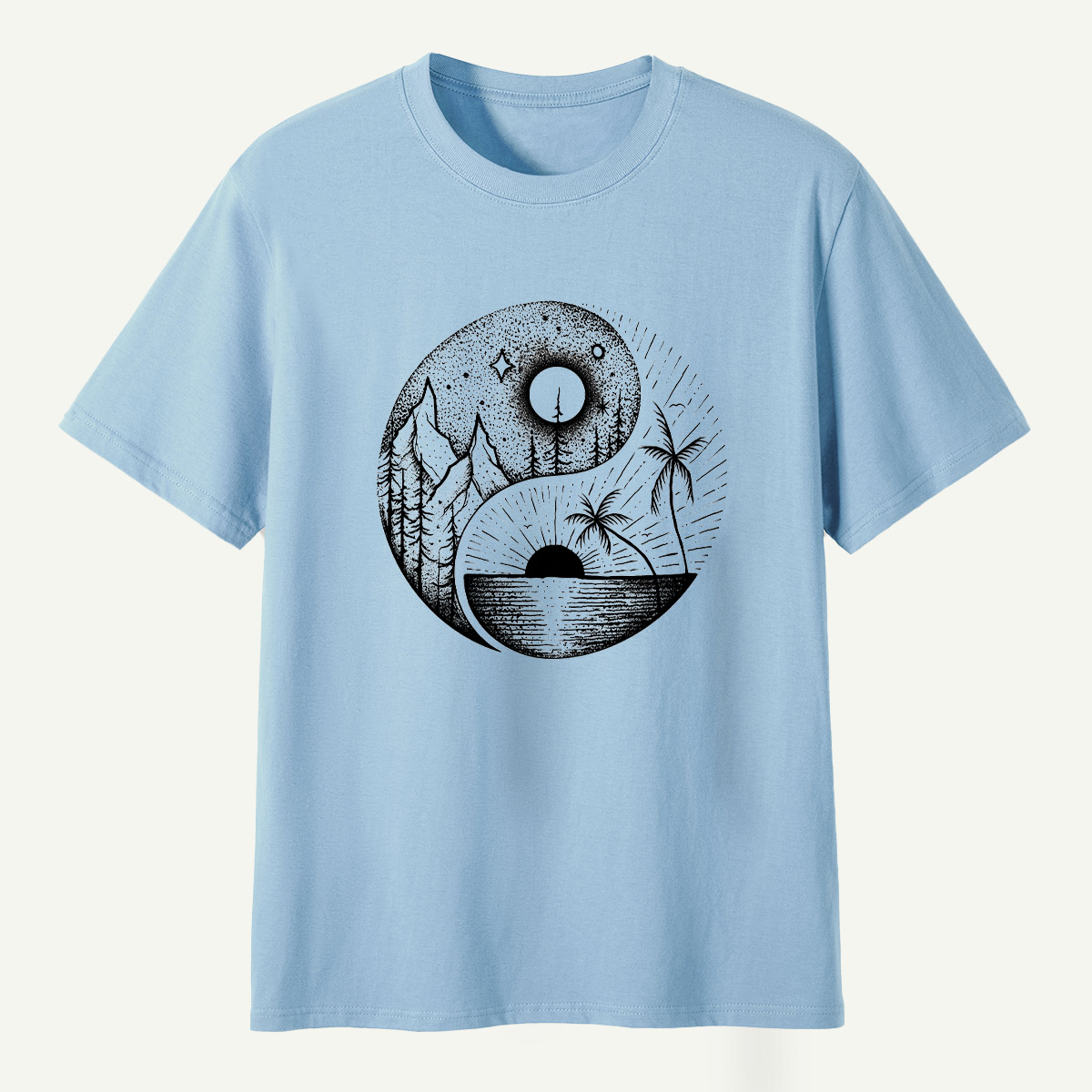 Yin Yang Sun Moon Forest Balance T-Shirt